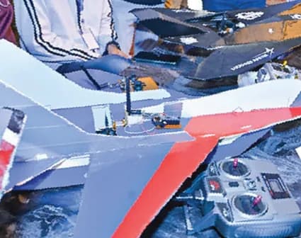 Remote-controlled aircraft built by student teams